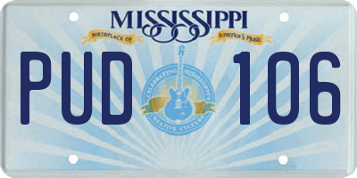 MS license plate PUD106