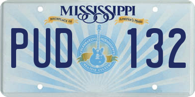 MS license plate PUD132