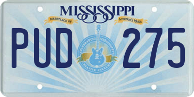 MS license plate PUD275