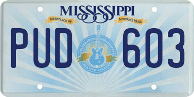 MS license plate PUD603