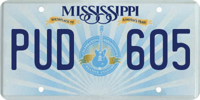 MS license plate PUD605