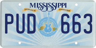 MS license plate PUD663