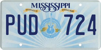 MS license plate PUD724