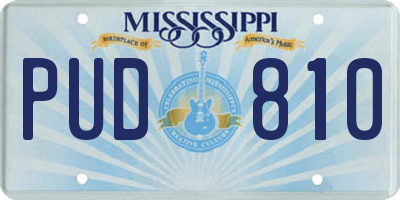 MS license plate PUD810