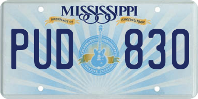 MS license plate PUD830