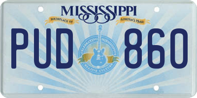MS license plate PUD860