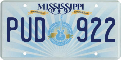 MS license plate PUD922