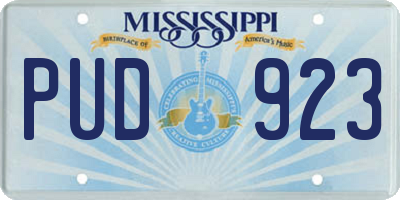 MS license plate PUD923