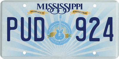 MS license plate PUD924