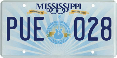 MS license plate PUE028