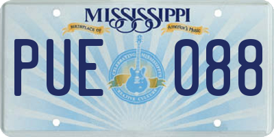 MS license plate PUE088