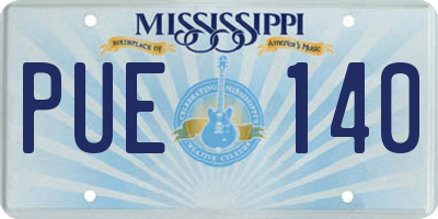 MS license plate PUE140