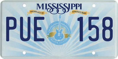 MS license plate PUE158