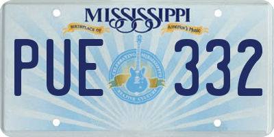 MS license plate PUE332