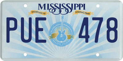 MS license plate PUE478