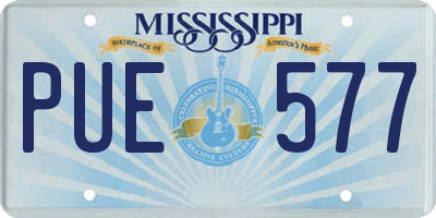 MS license plate PUE577