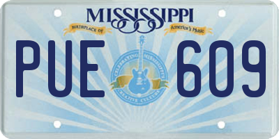 MS license plate PUE609