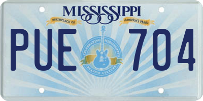 MS license plate PUE704