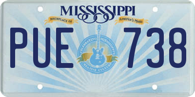 MS license plate PUE738