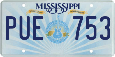 MS license plate PUE753