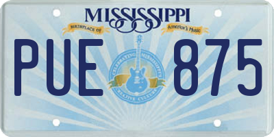 MS license plate PUE875
