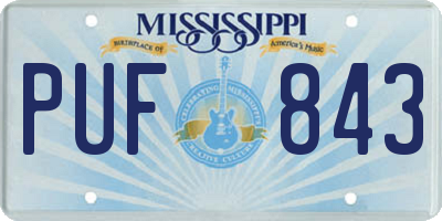 MS license plate PUF843