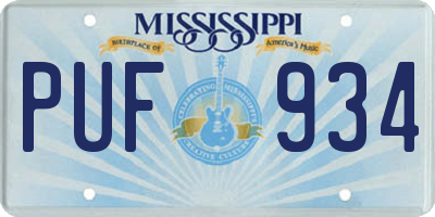 MS license plate PUF934