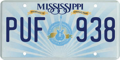 MS license plate PUF938