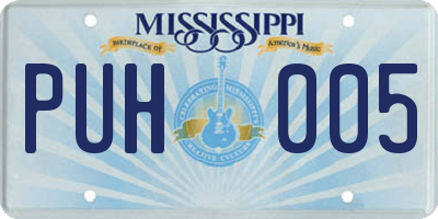 MS license plate PUH005