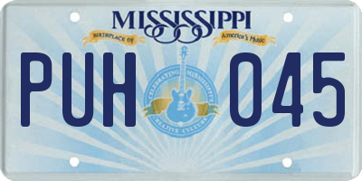 MS license plate PUH045