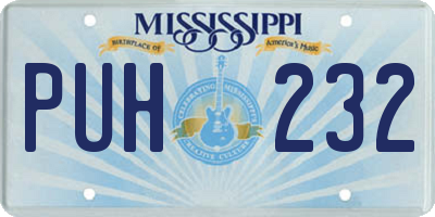 MS license plate PUH232