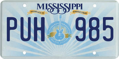 MS license plate PUH985