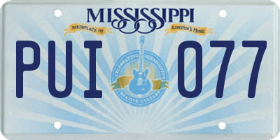 MS license plate PUI077