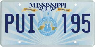 MS license plate PUI195