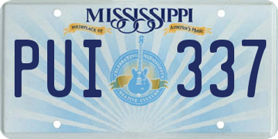 MS license plate PUI337