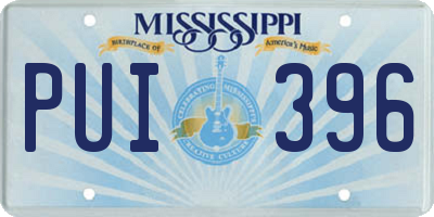 MS license plate PUI396
