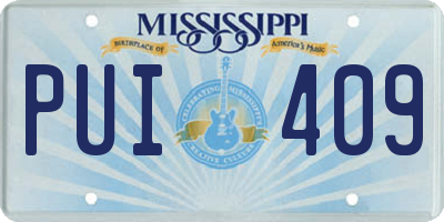 MS license plate PUI409
