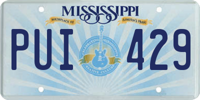 MS license plate PUI429