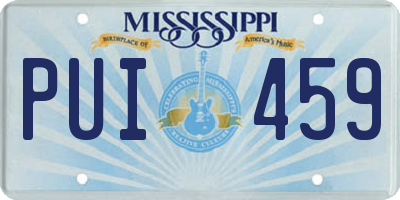 MS license plate PUI459