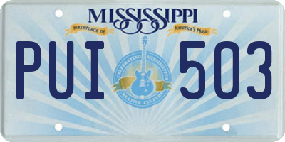 MS license plate PUI503