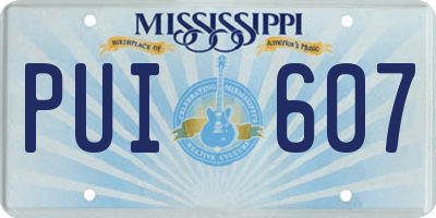 MS license plate PUI607