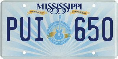 MS license plate PUI650
