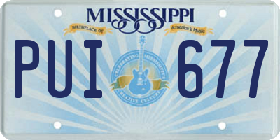 MS license plate PUI677