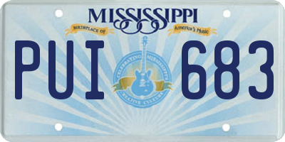 MS license plate PUI683
