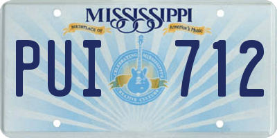 MS license plate PUI712