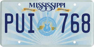 MS license plate PUI768