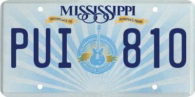 MS license plate PUI810