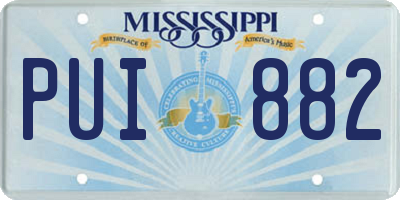 MS license plate PUI882