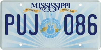 MS license plate PUJ086