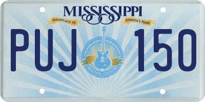 MS license plate PUJ150